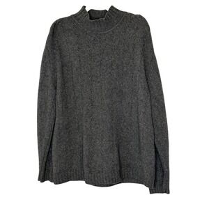 Belvedere Italy Mens XL Gray Cable Knit Mock Neck Merino Wool Cashmere Sweater